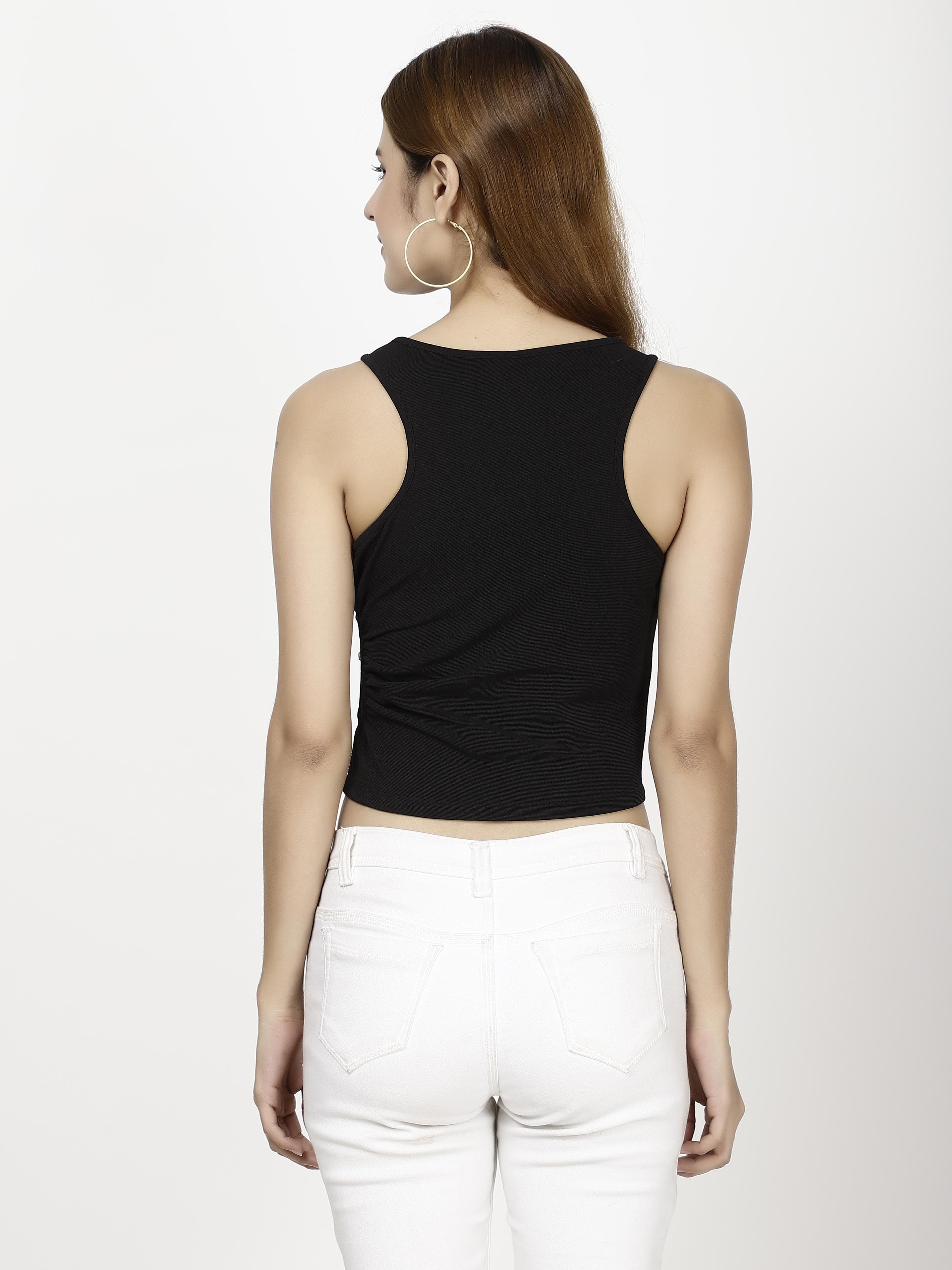 Black crop Womens Tops