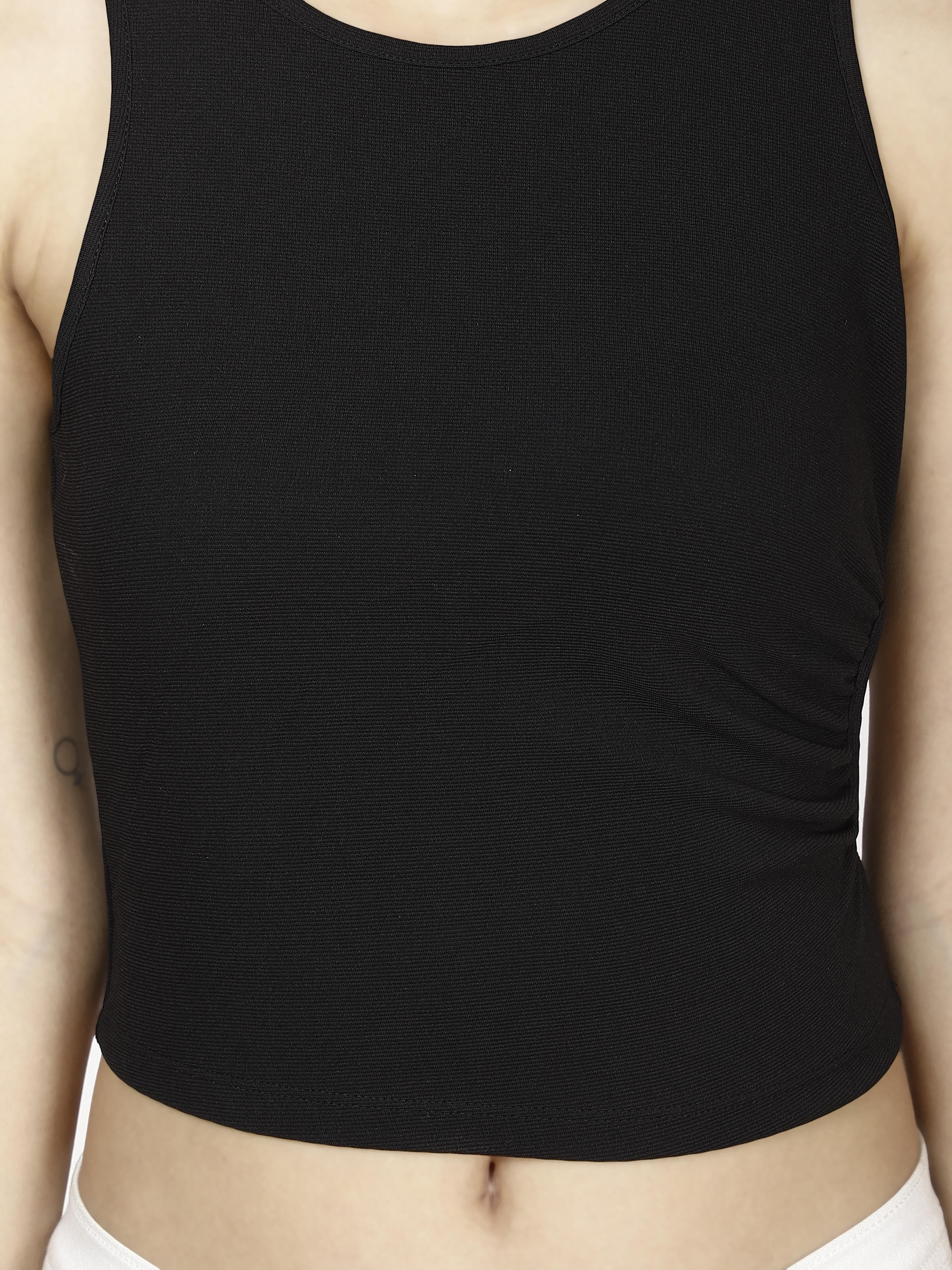 Black crop Womens Tops