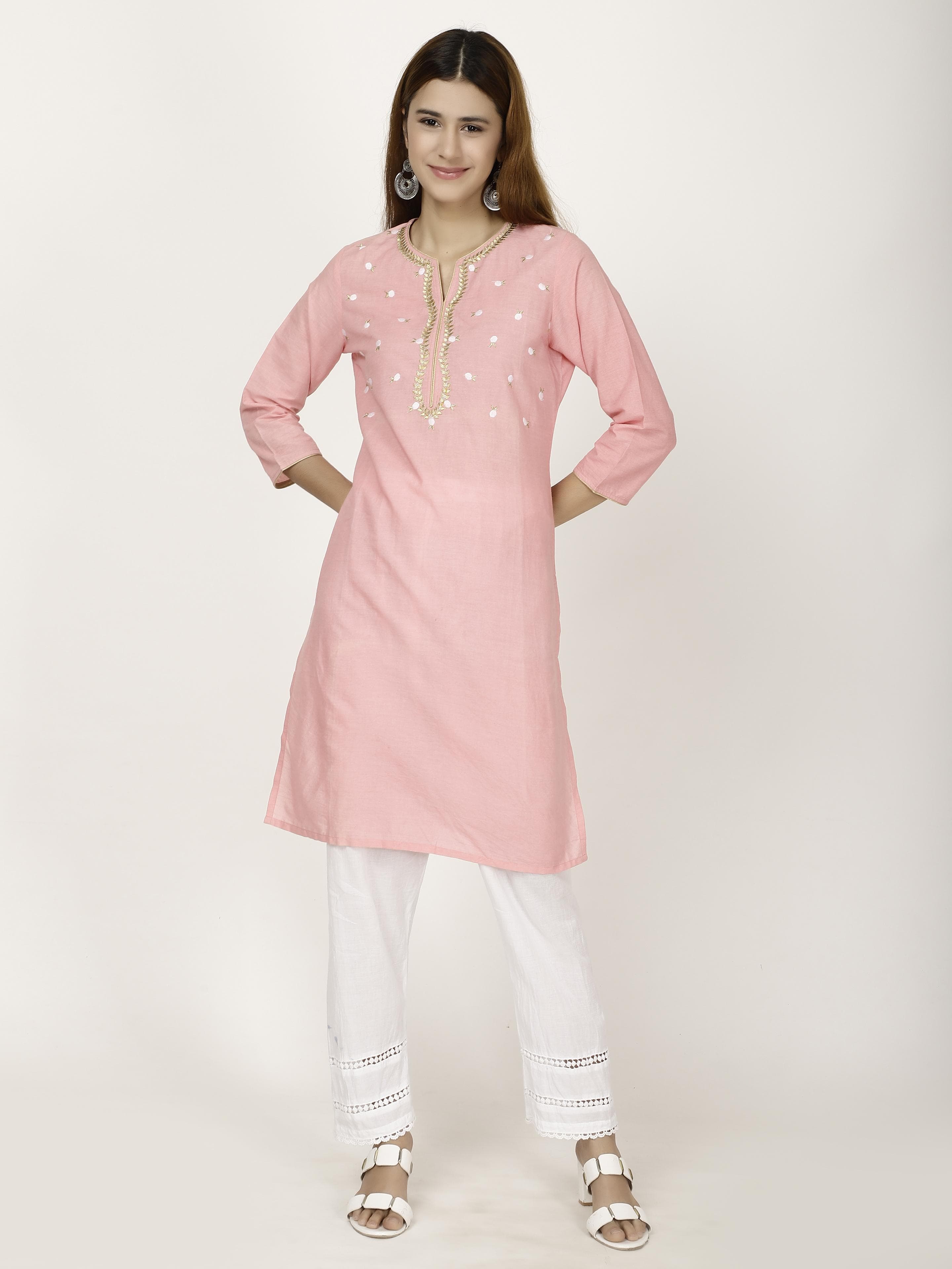 Neck Embroidered Kurta