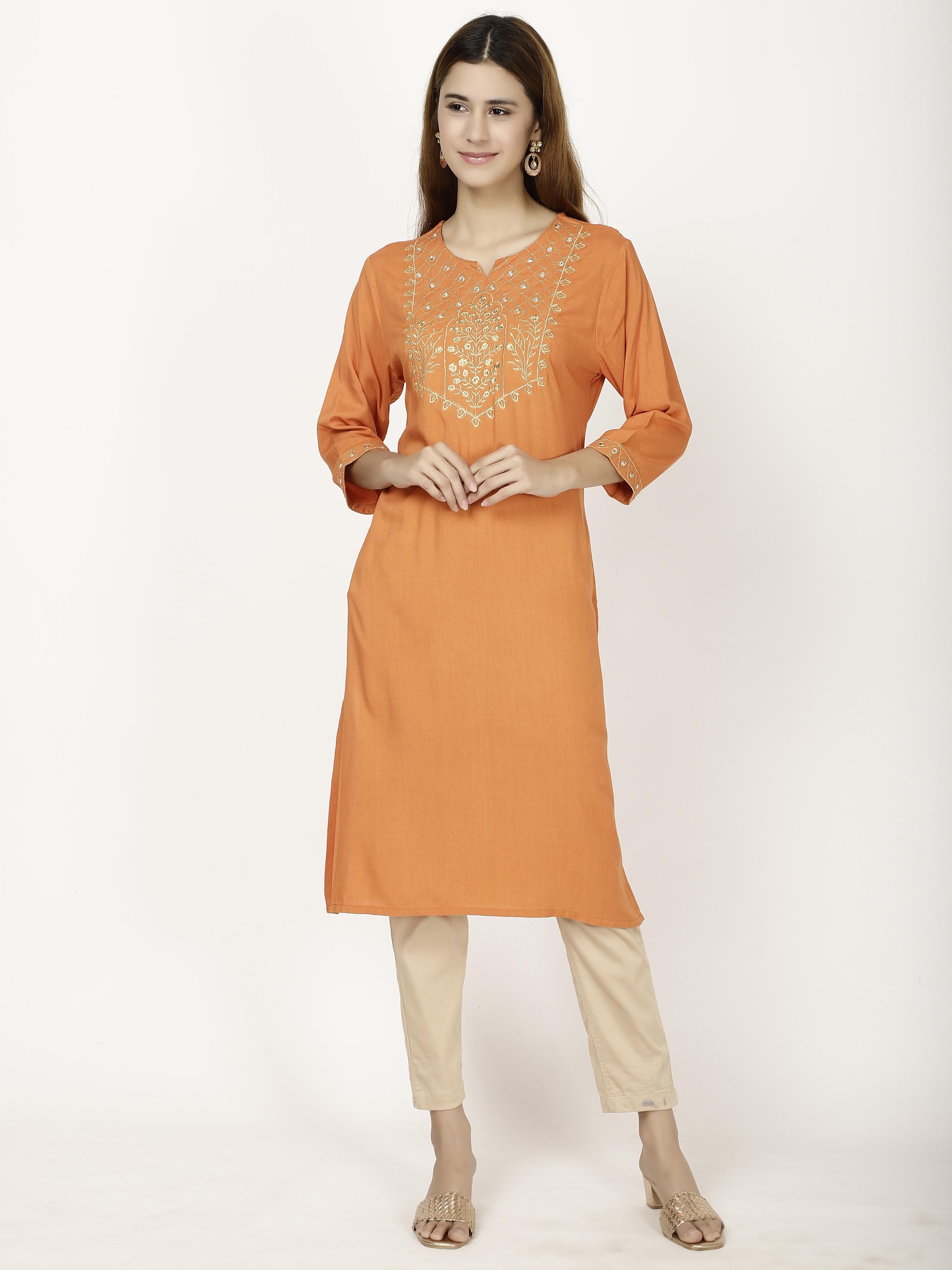 Neck Embroidered Kurta