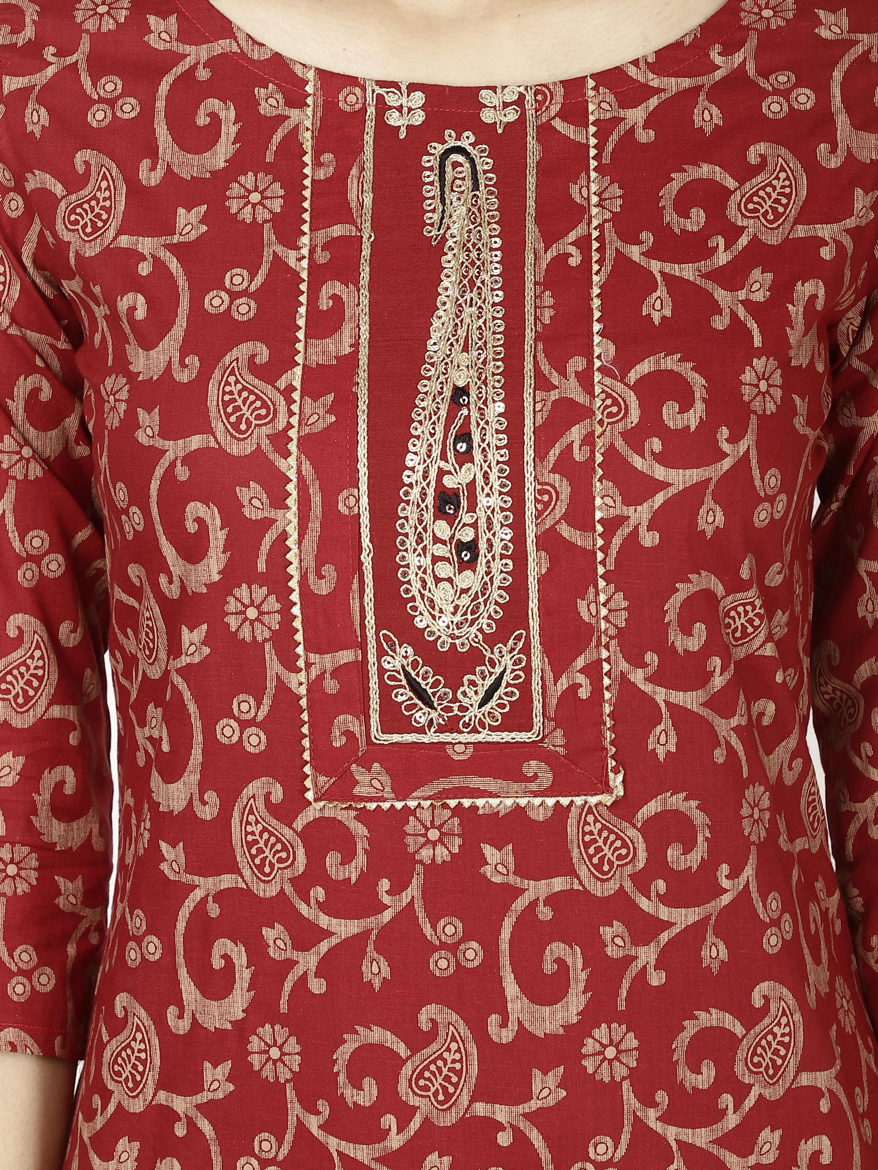 Neck Embroidered Kurta