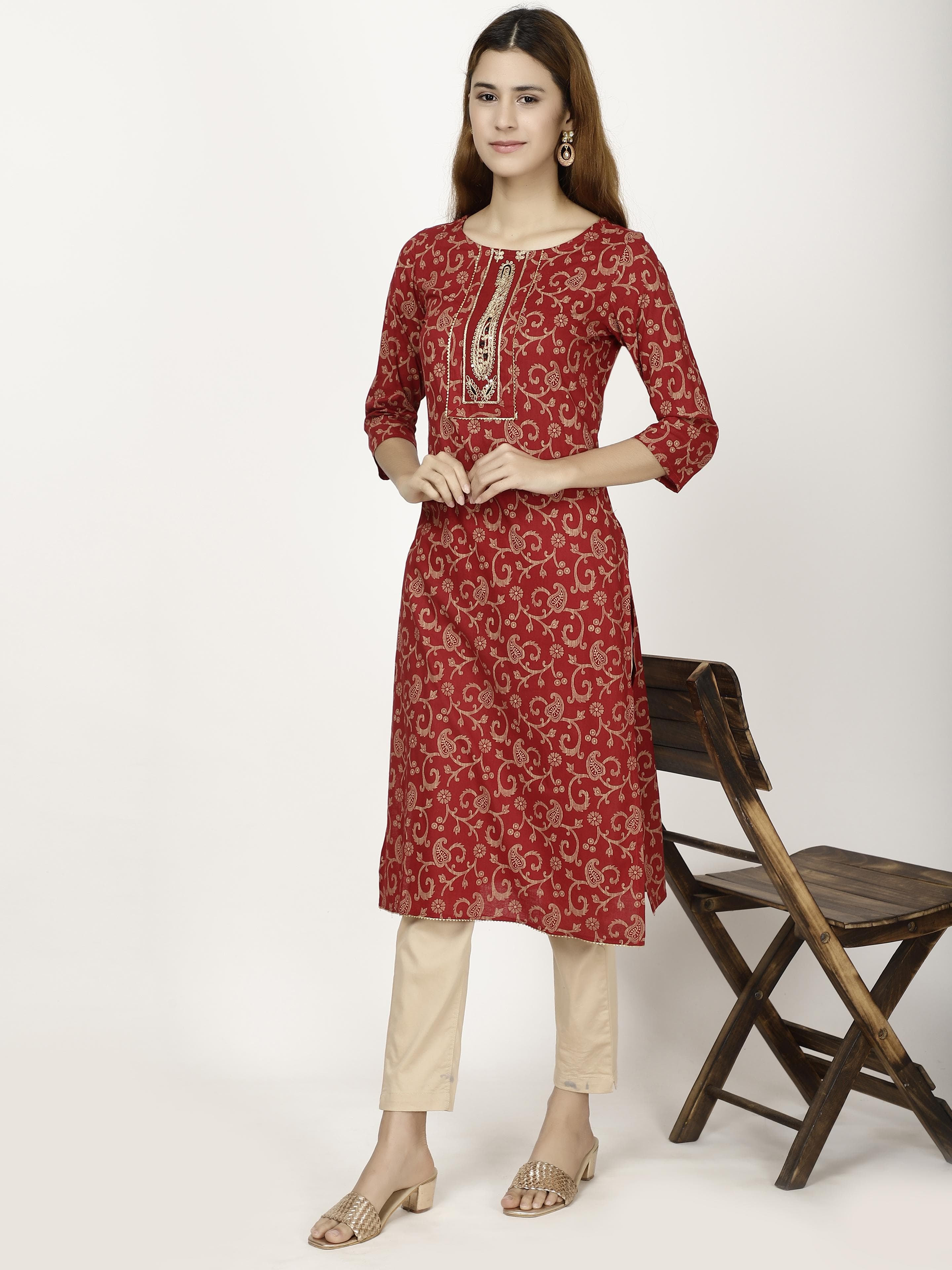 Neck Embroidered Kurta