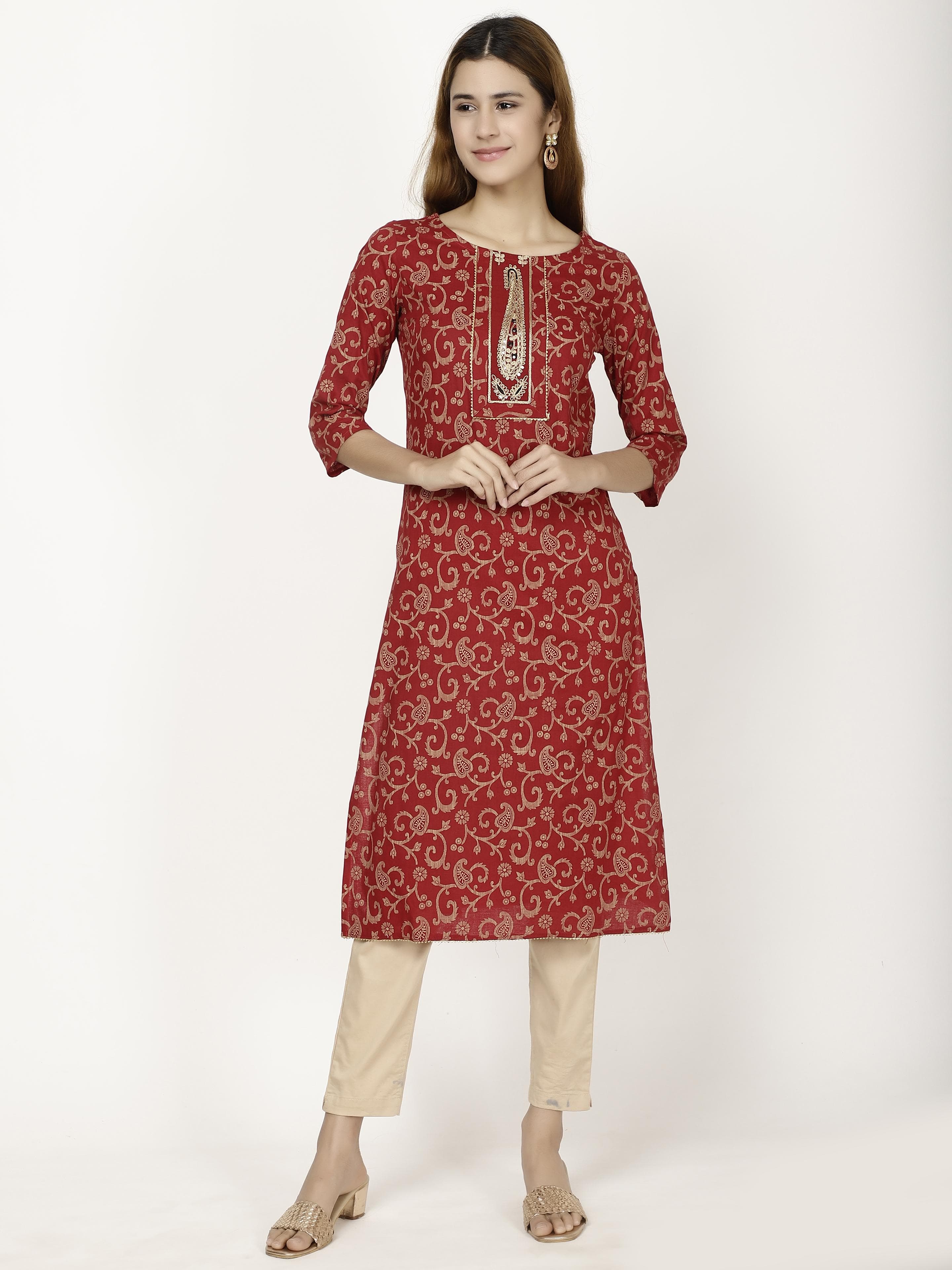 Neck Embroidered Kurta