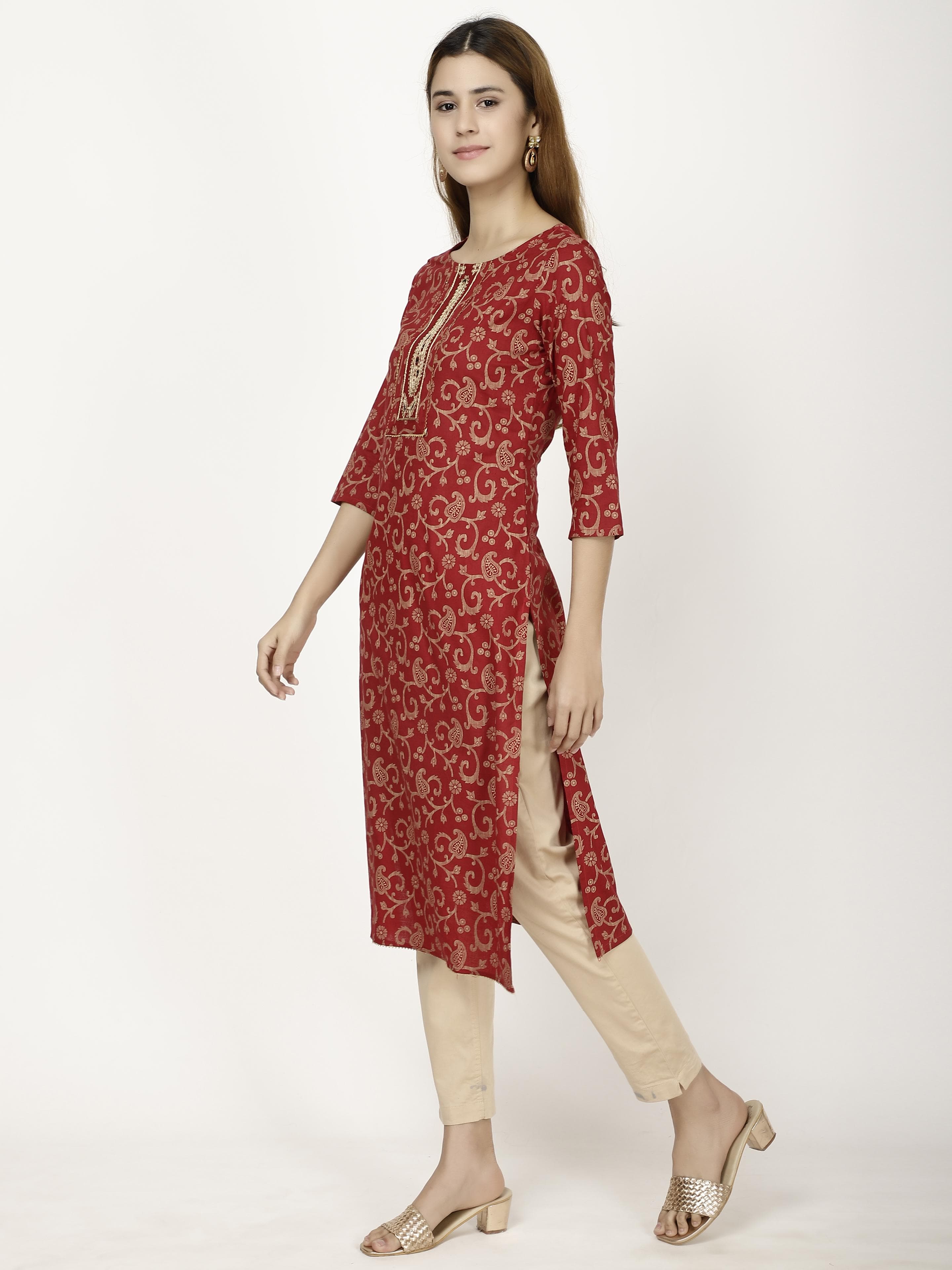 Neck Embroidered Kurta