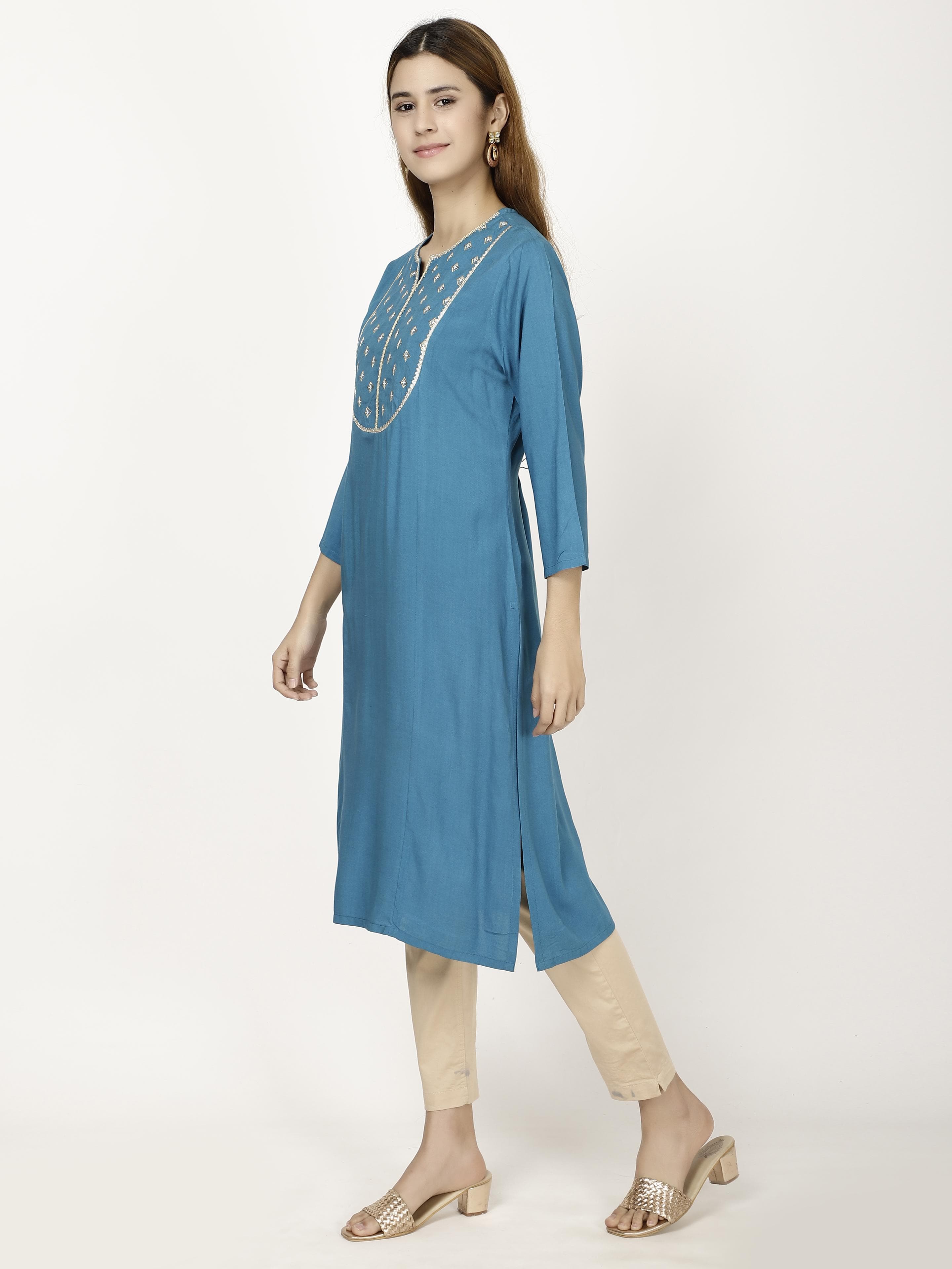 Blue A-line Kurta