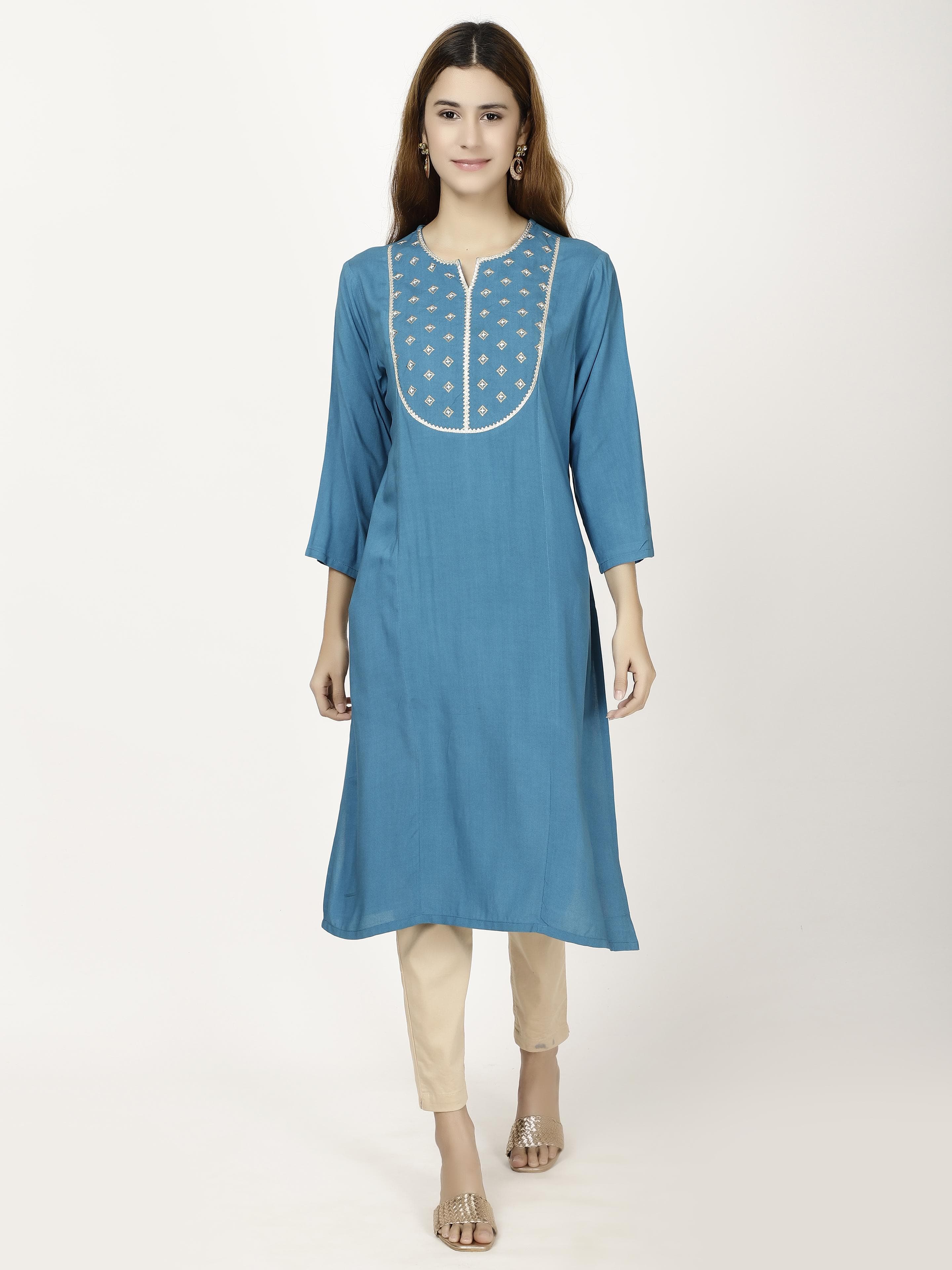 Blue A-line Kurta