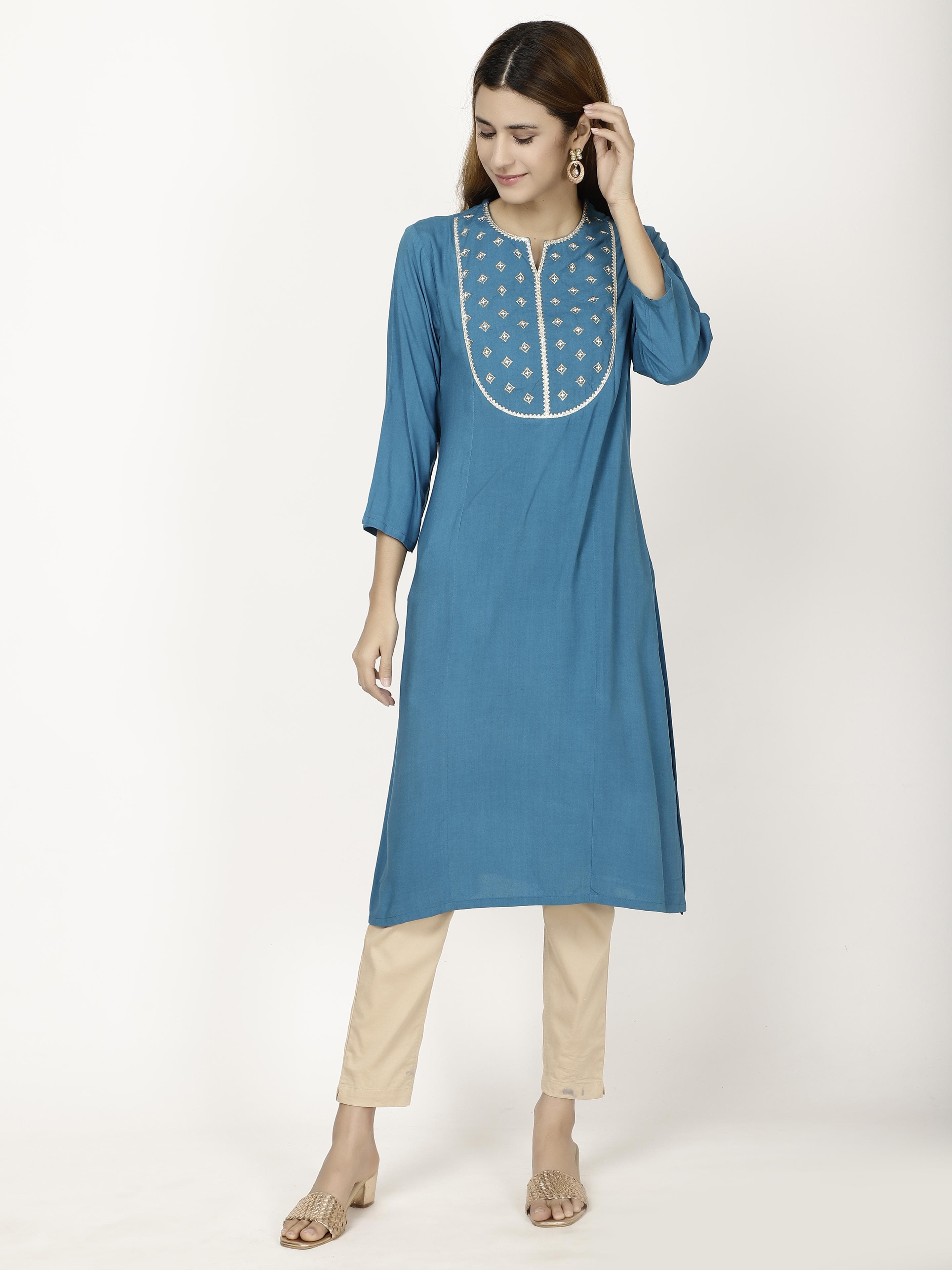 Blue A-line Kurta