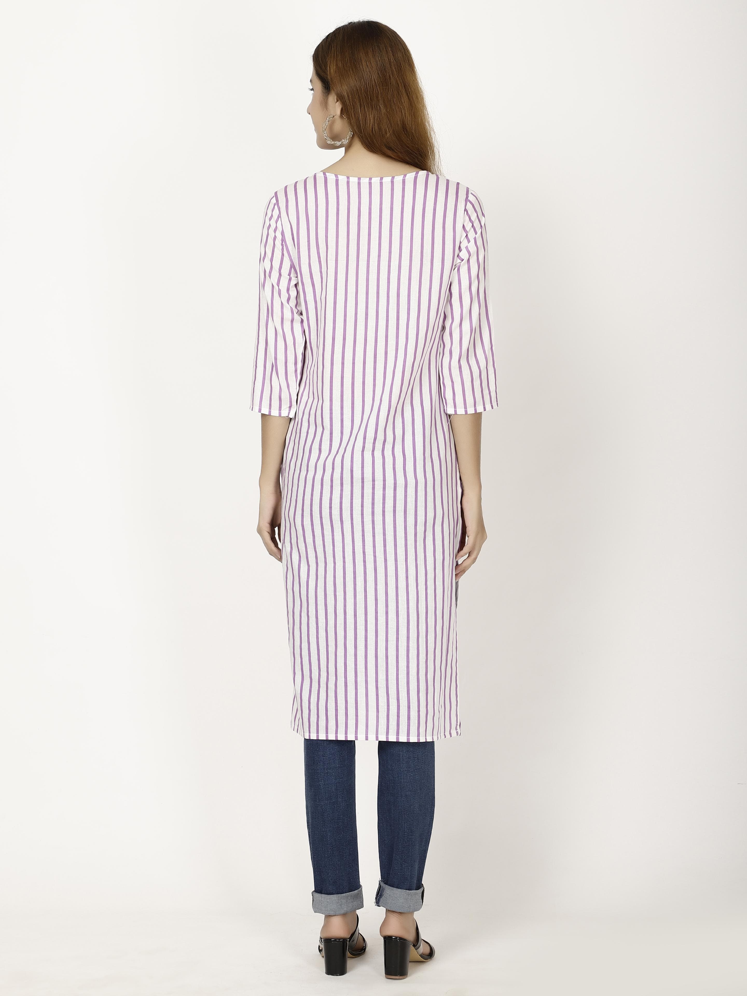 Striped Embroidered kurta