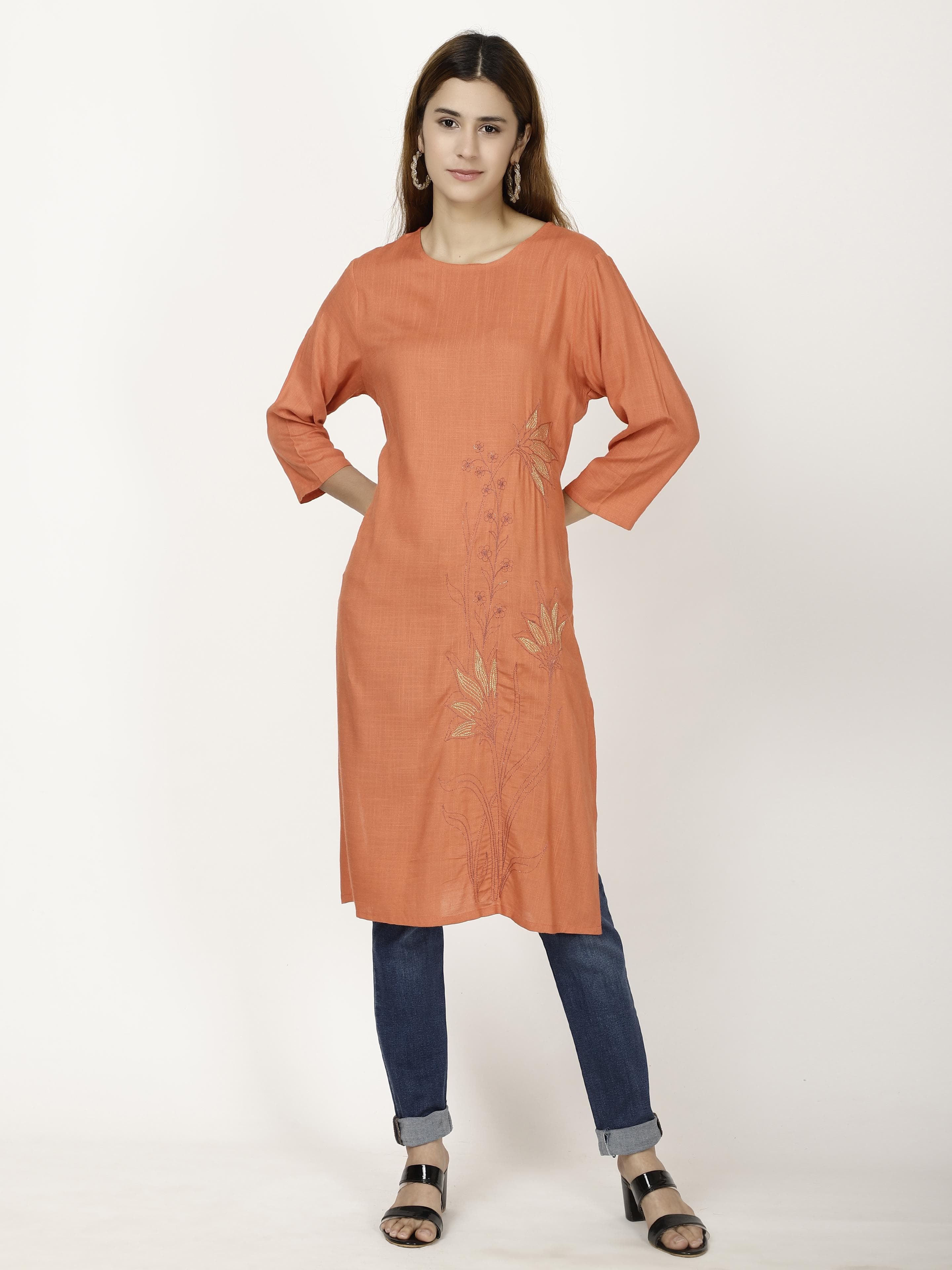 Embroidered A-line Kurta