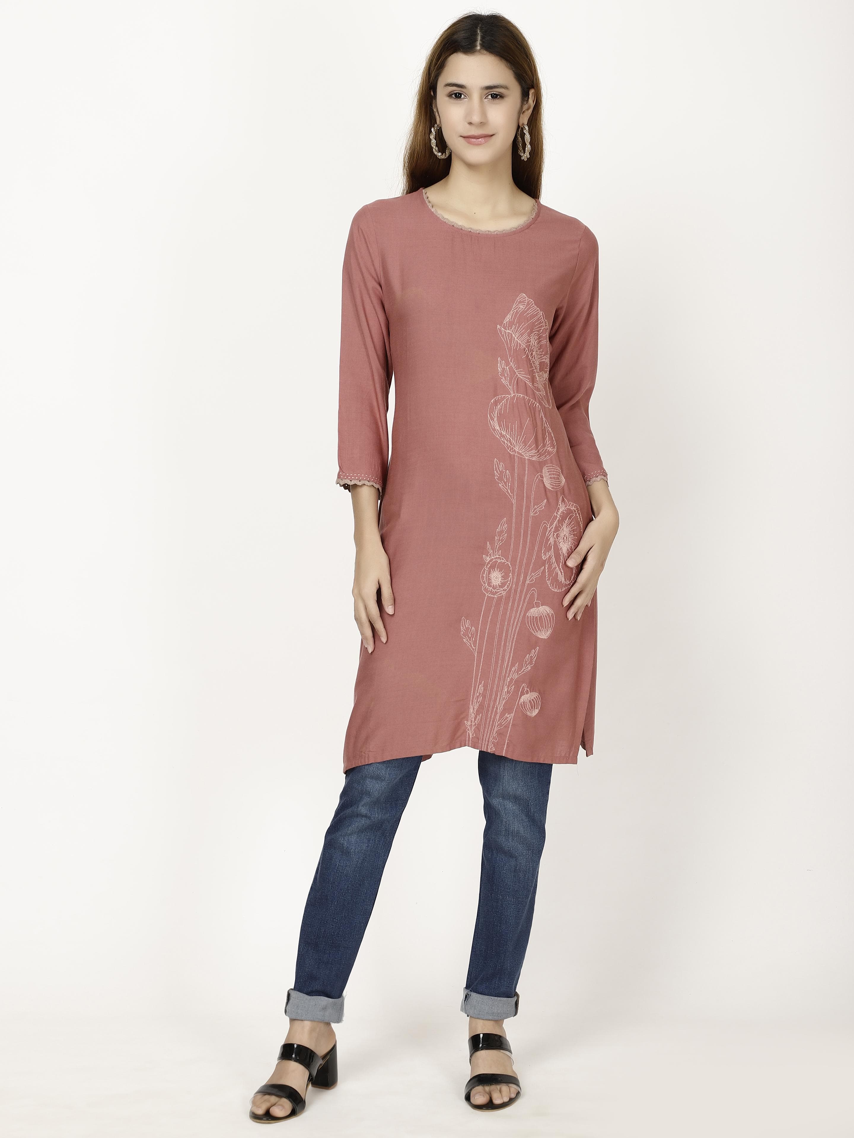 Embroidered A-line Kurta