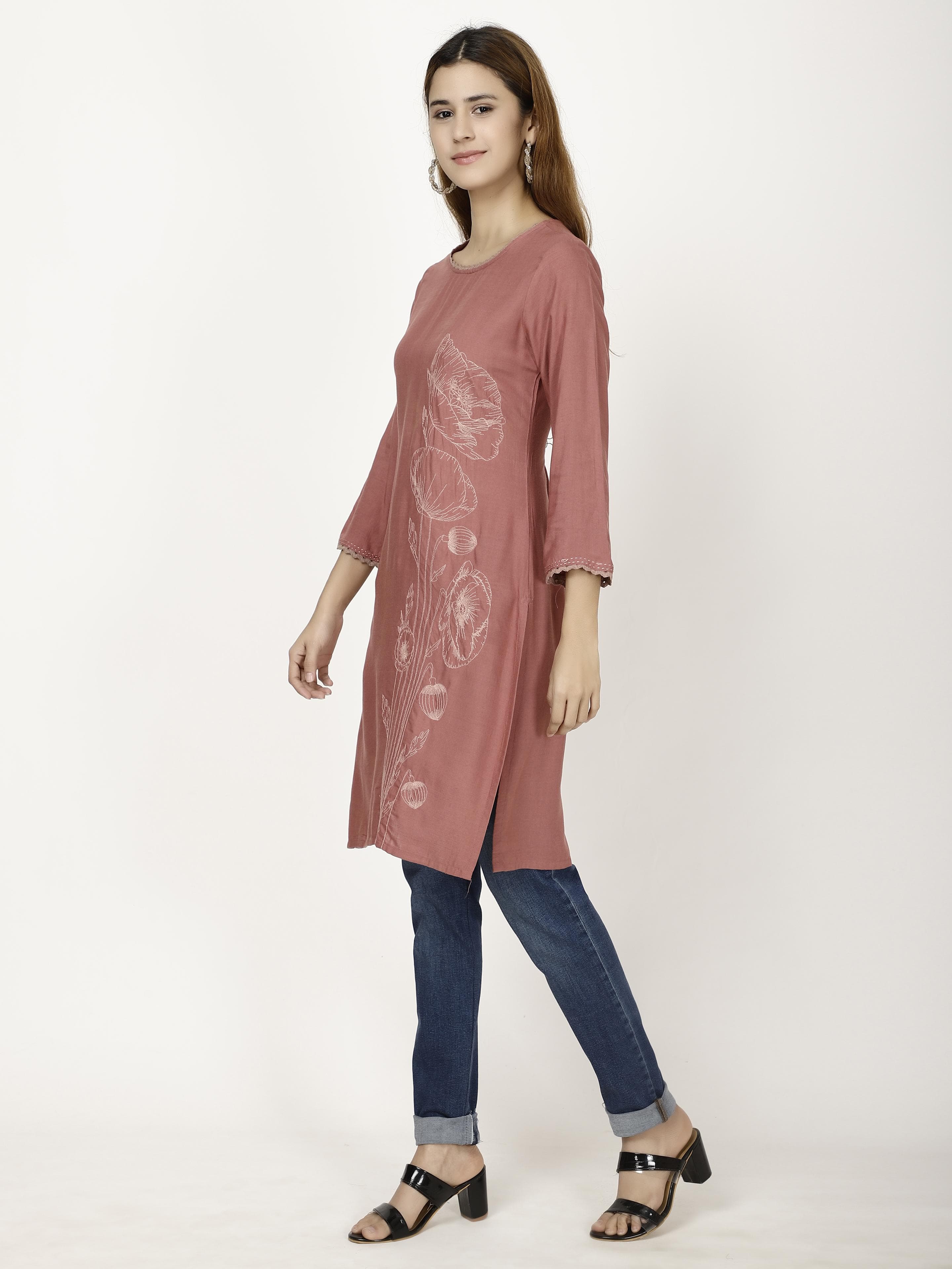 Embroidered A-line Kurta
