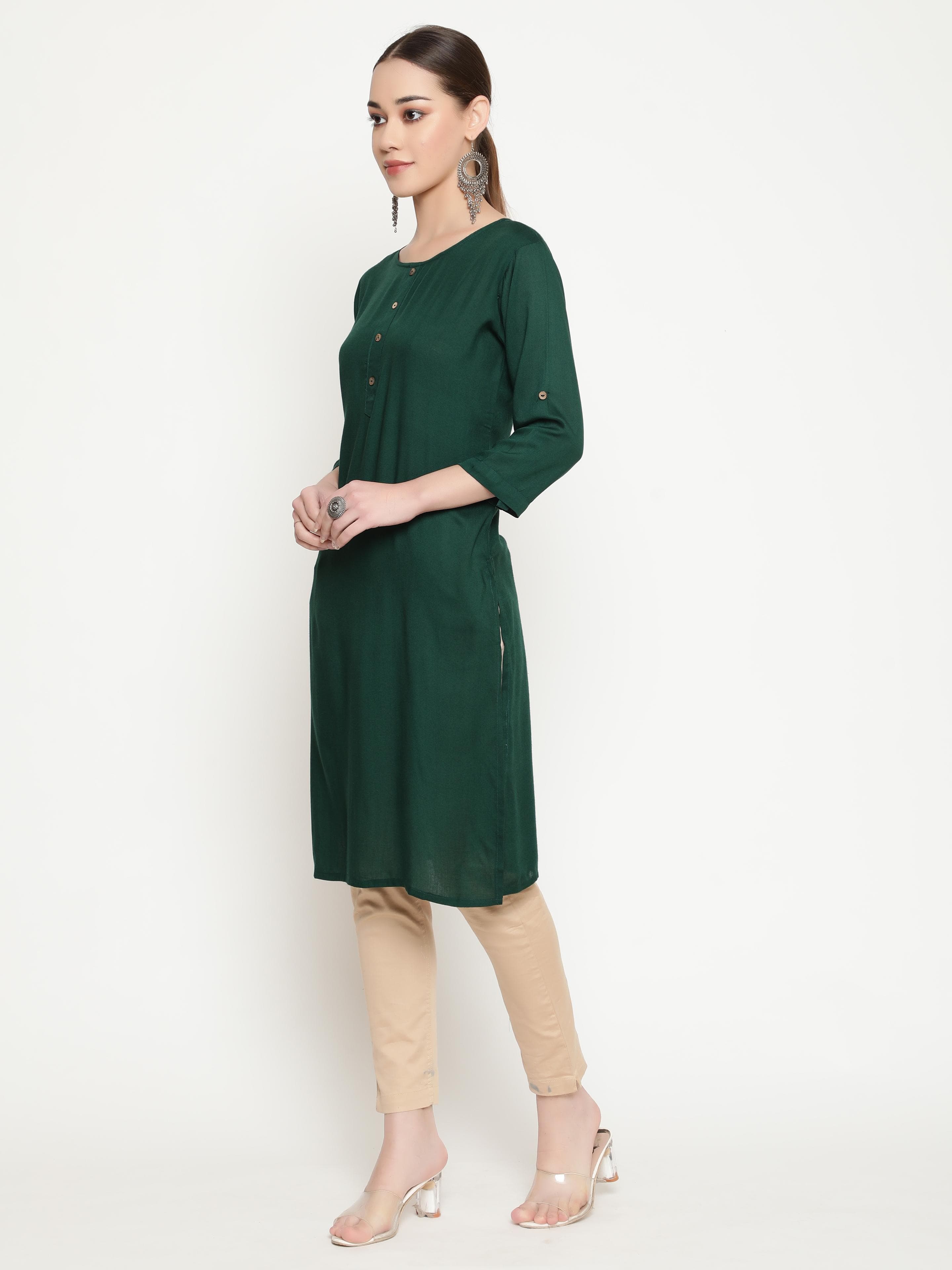 Solid Green Kurta