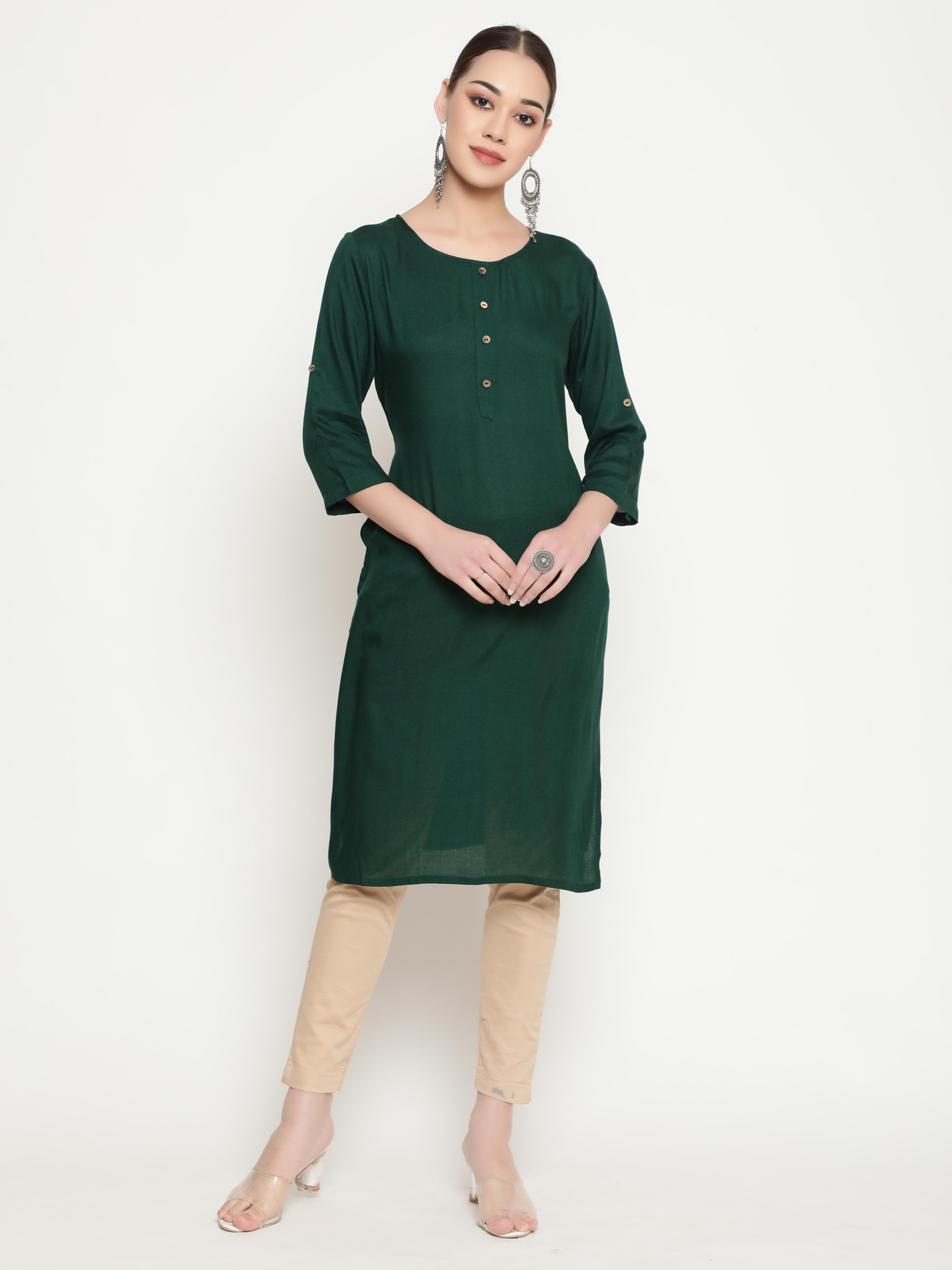 Solid Green Kurta