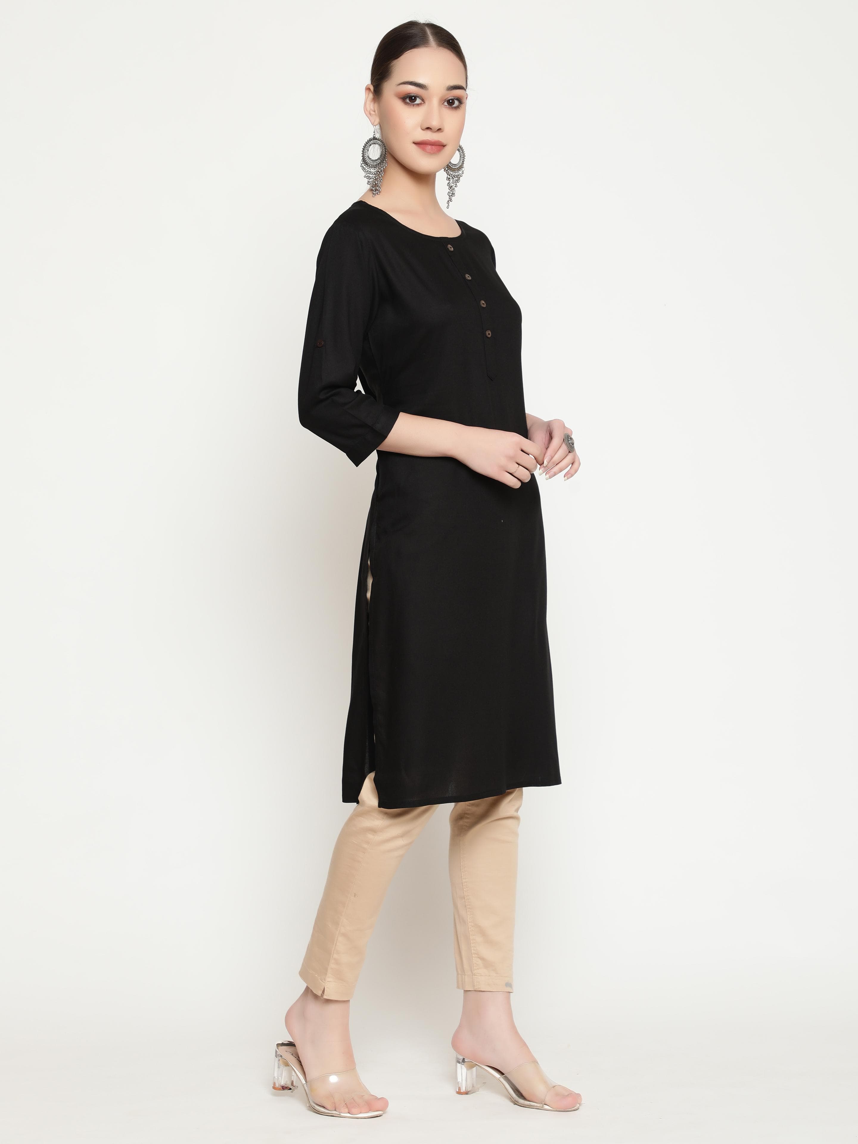 Solid Black Kurta