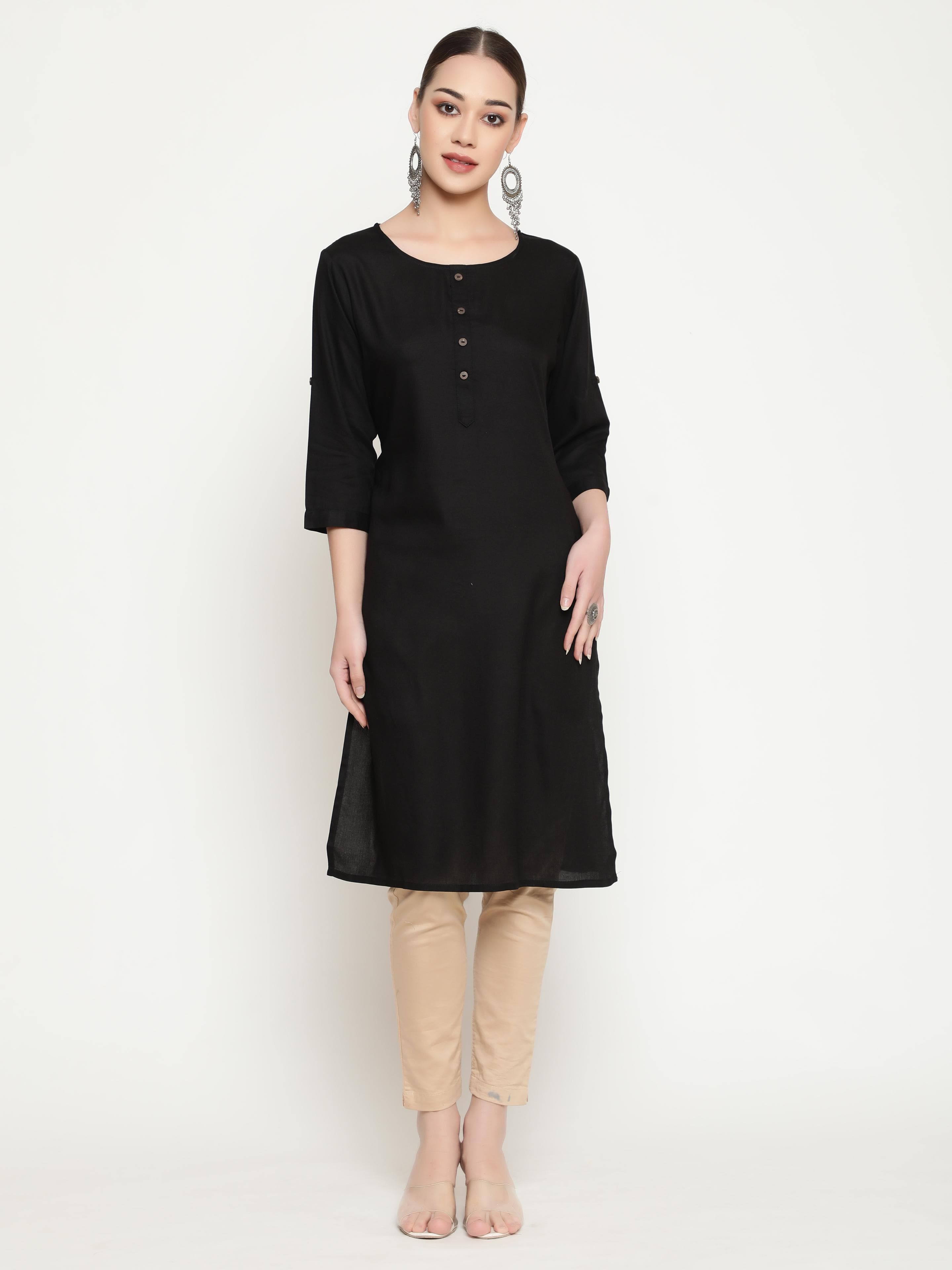 Solid Black Kurta