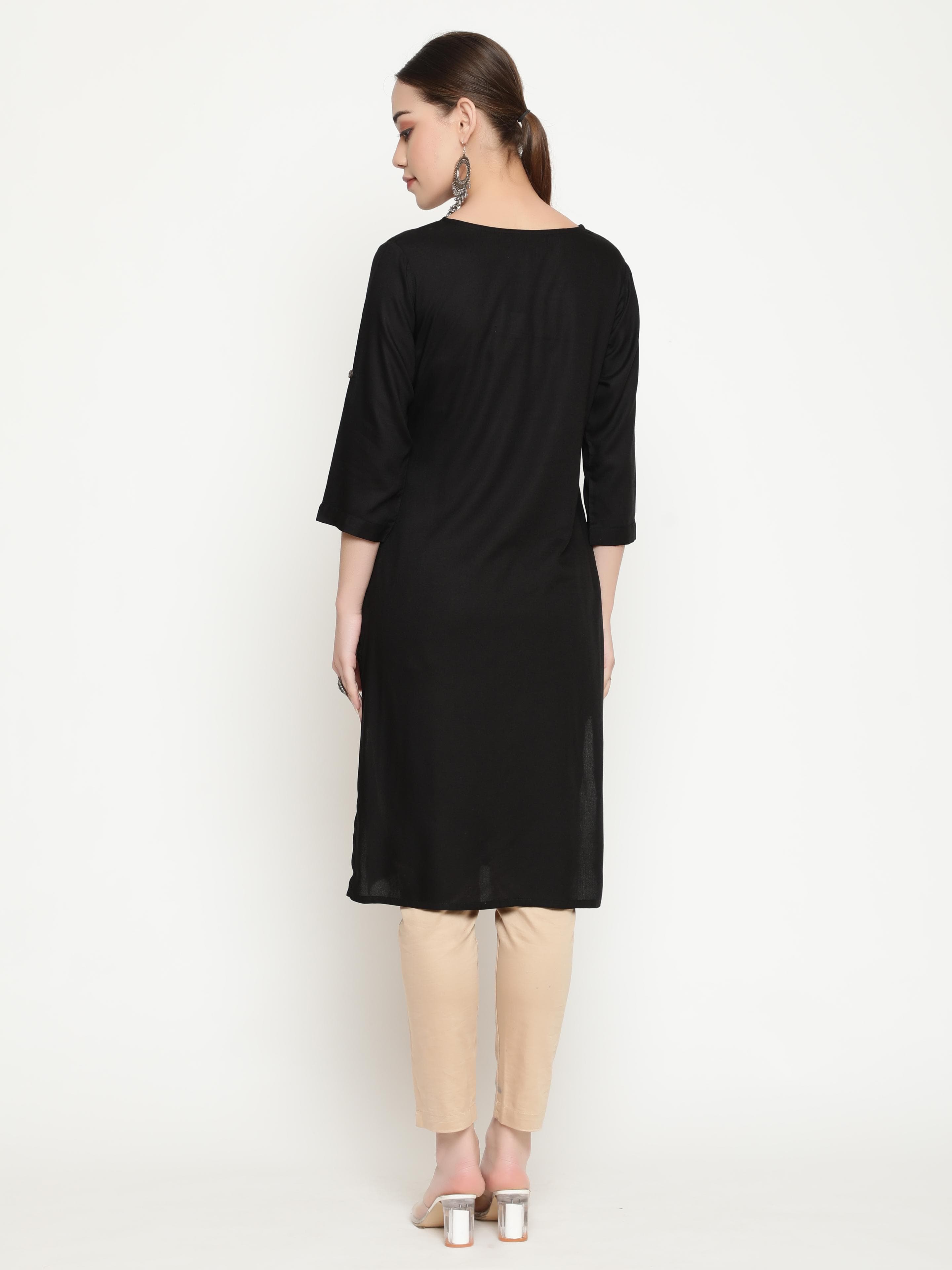 Solid Black Kurta