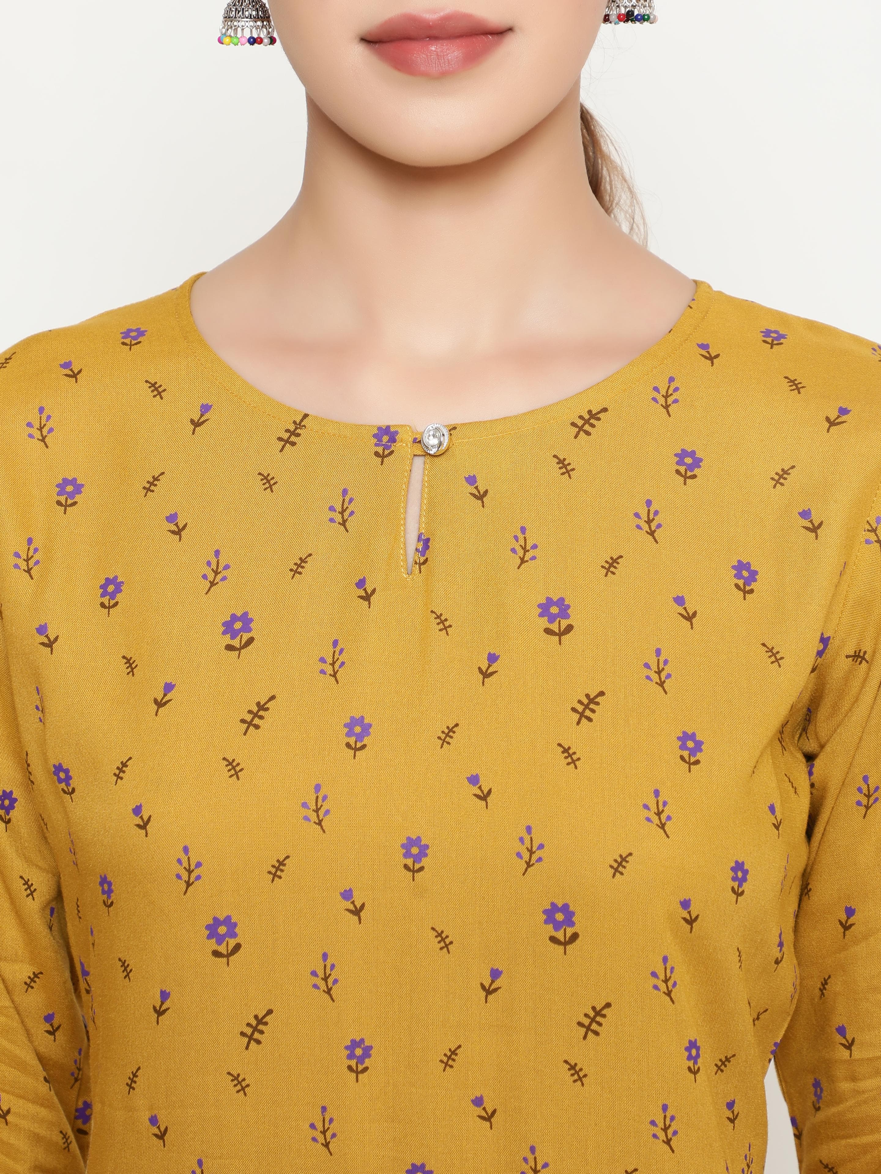 Mustard Printed Kurta
