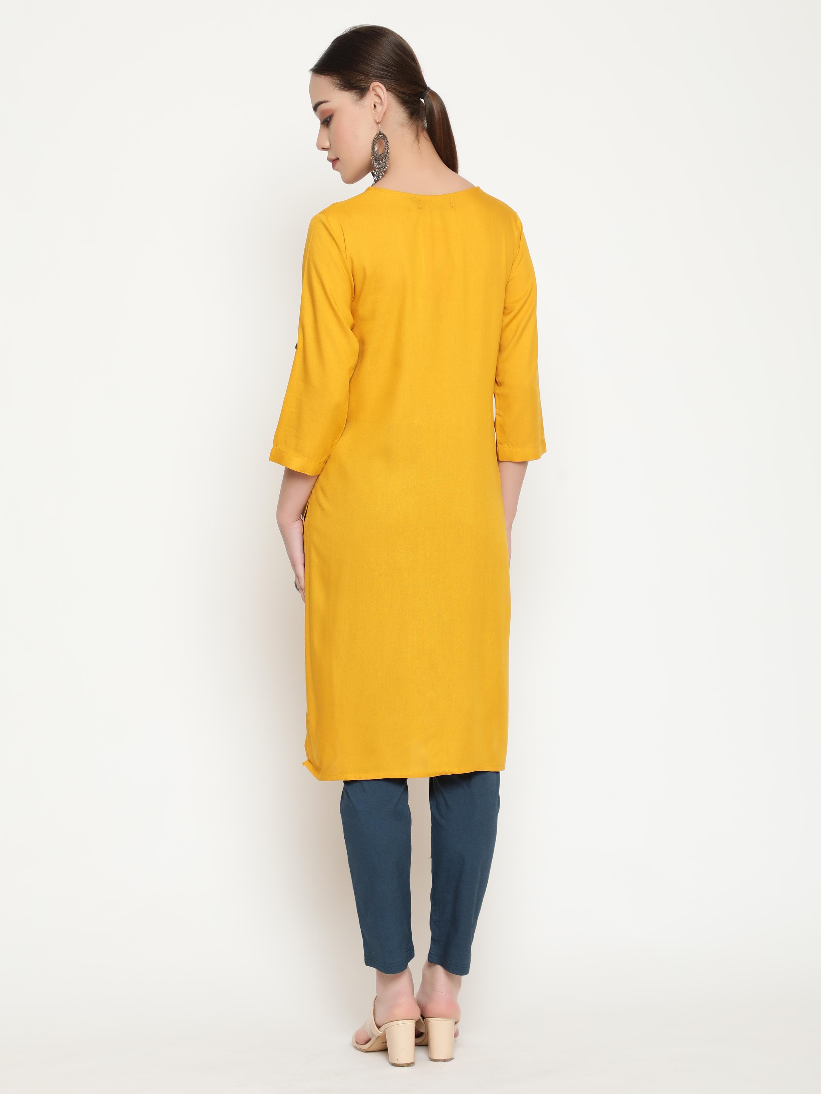 Solid Yellow Kurta