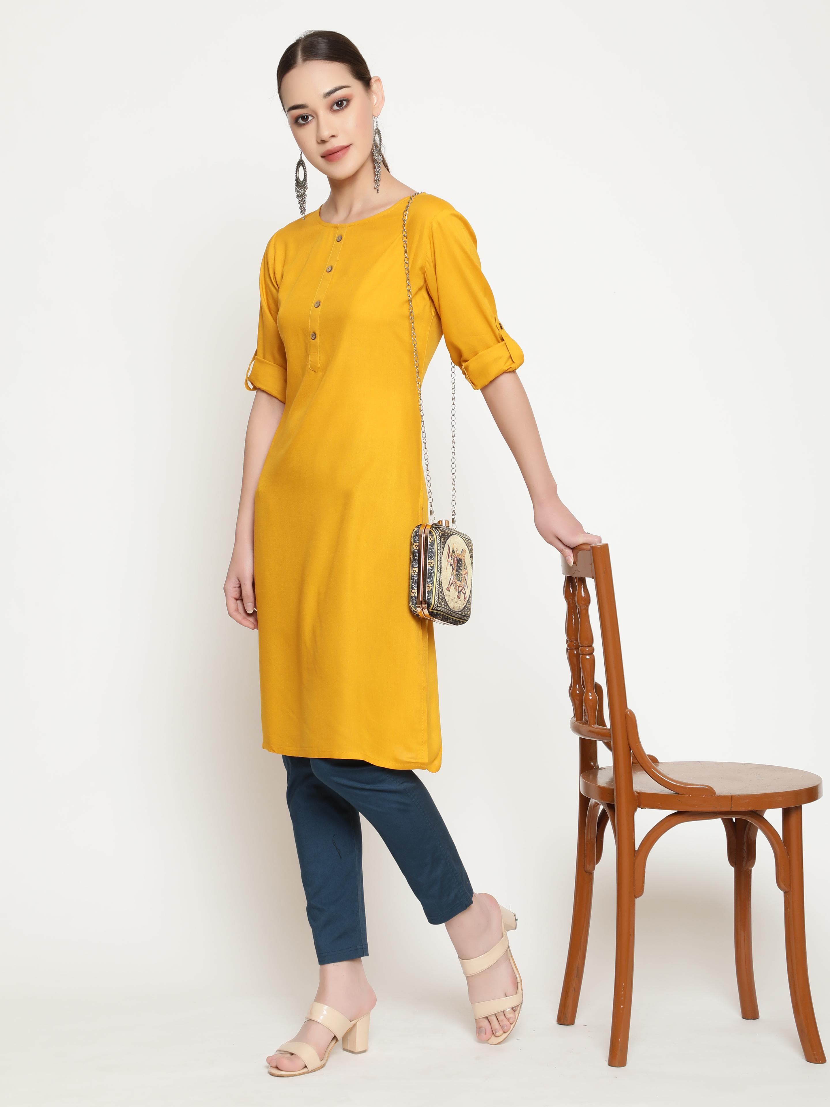 Solid Yellow Kurta