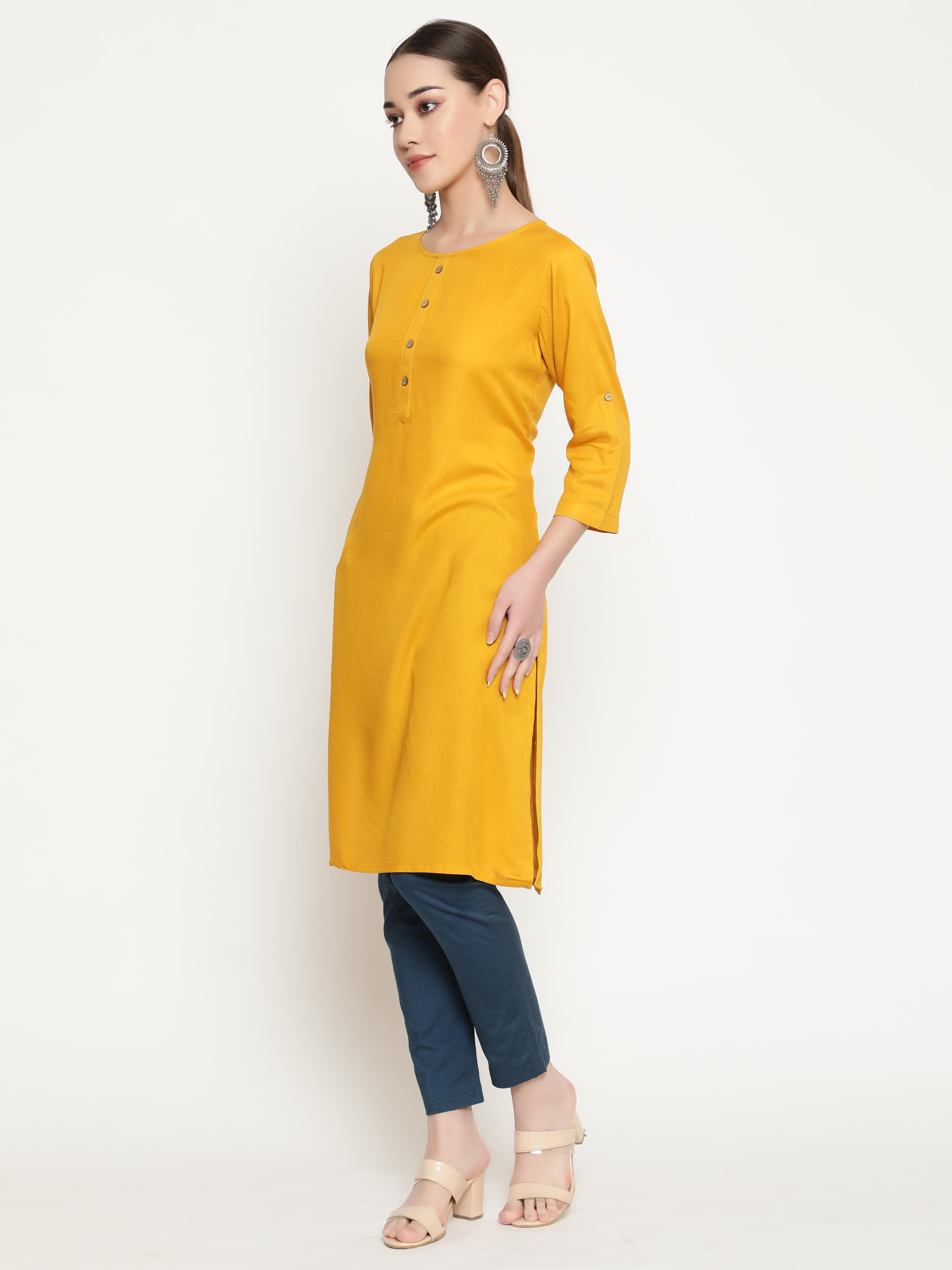 Solid Yellow Kurta